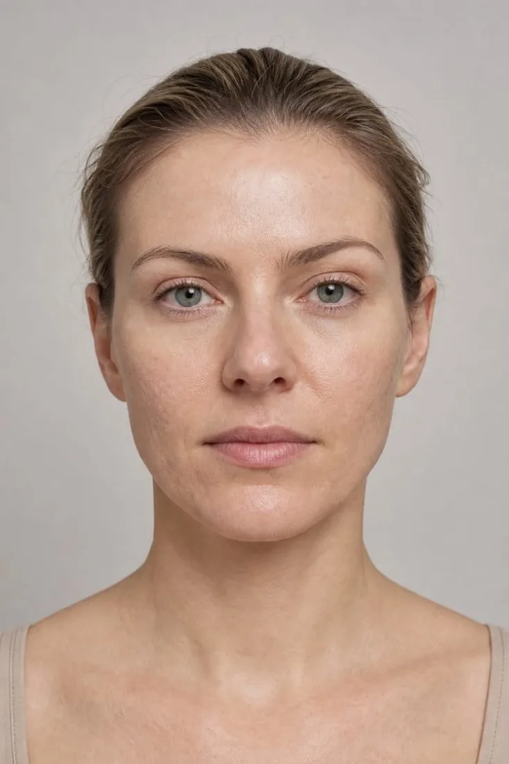 A client's own photograph before a microneedling simulation